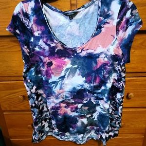 Women blue violet floral top